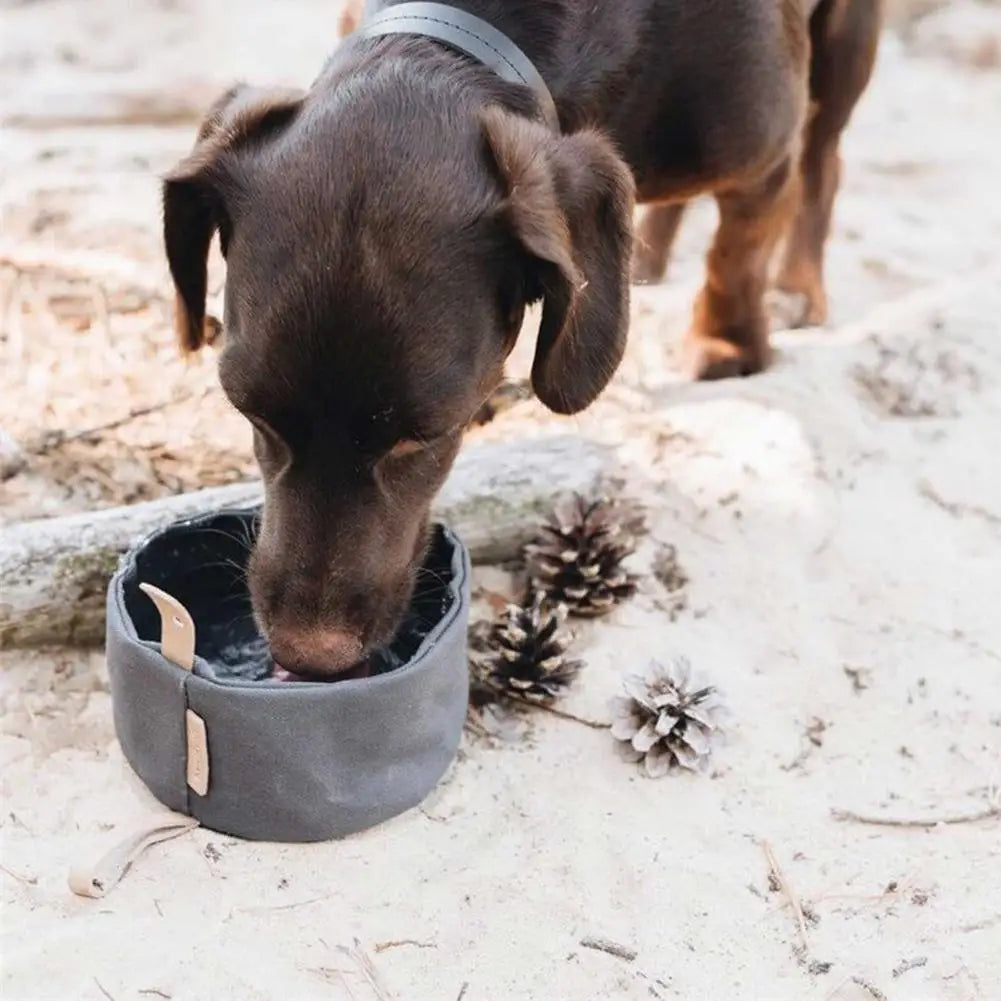 Folding waterproof canvas Portable Dog Bowl 1000ml