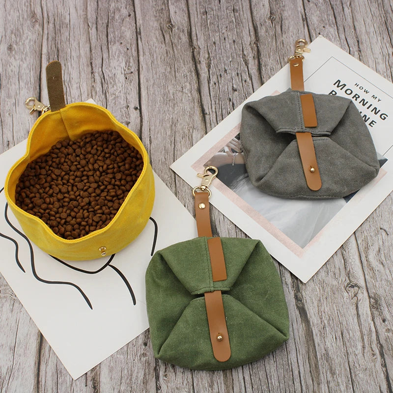 Folding waterproof canvas Portable Dog Bowl 1000ml